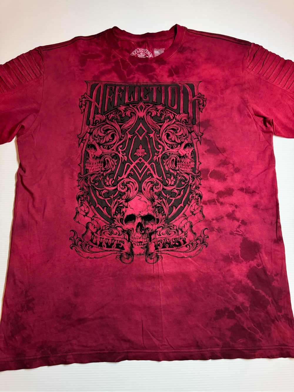 Affliction Men’s Pink Tie-Dye Graphic Crewneck T-Shirt